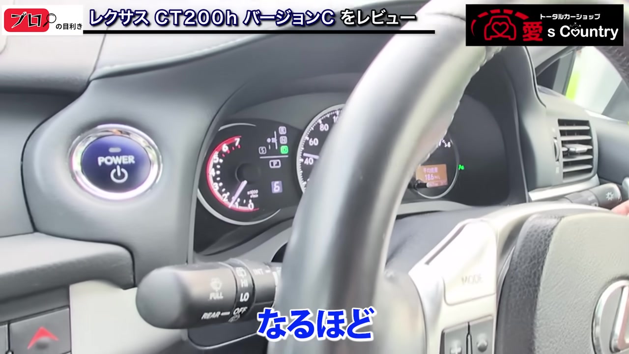 CT200hのメーター。タコメーターと平均燃費18.6km/Lの表示